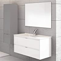 THERMIKET Mueble de Baño con Lavabo de Porcelana Suspendido - 2 cajones - Mueble va MONTADO - Modelo Ibiza (Blanco- 60cm…